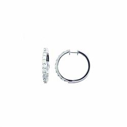 18KT White Gold Ladies Diamond Hoop Earrings -# 10421