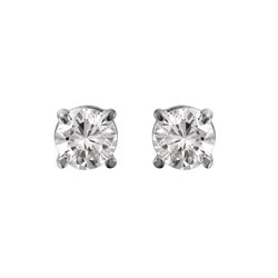 14KT White Gold Diamond Stud Earrings -# 1693