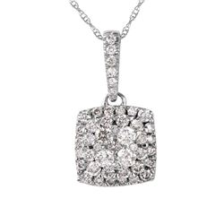 10KT White Gold Diamond Pendant & Chain -# 2060