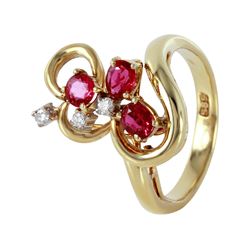 14KT Yellow Gold Ruby and Diamond RIng -# 6684