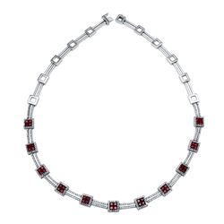 14KT White Gold Gemstone Necklace -# 6425-1