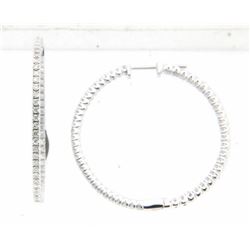 14KT White Gold Ladies Diamond Hoop Earrings -# 9705