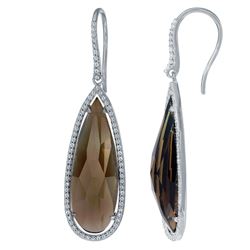 14KT White Gold Topaz Dangle Earrings -# 6529-1