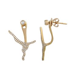 14KT Yellow Gold Diamond Earrings -# 7616