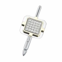 14KT Two Tone Gold Diamond Tie Tack -# 6412-1