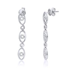 14KT White Gold Diamond Dangle Earrings  -# 6555