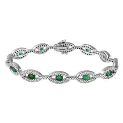 14KT White Gold Emerald Bracelet -# 6512-1