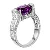 Image 2 : 18KT White Gold Amethyst & Diamond Ring -# 2091