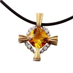 14KT Yellow Gold Citrine and Diamond Necklace -# 1230