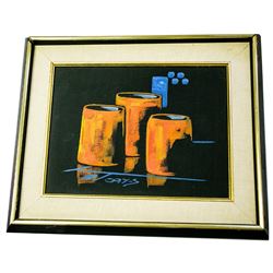 Cay Schoodt Three Cups Oil/ Canvas Circa 1930's -# 1746