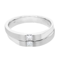 14KT White Gold Mens Diamond Ring -# 9555