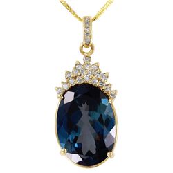 14KT Yellow Gold Topaz & Diamond Necklace -# 1495