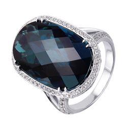 18KT White Gold Tourmaline & Diamond Ring -# 952
