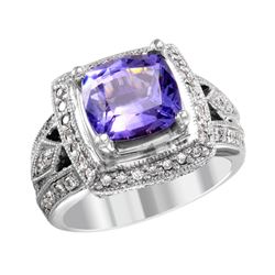 14KT White Gold Tanzanite & Diamond Ring -# 2004