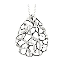 14KT White Gold Diamond Pendant With Chain -# 5974