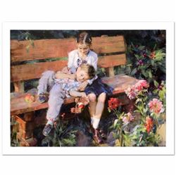 "Garden Treasures" Limited Edition Hand Embellished Giclee on Canvas (40" x 30") by Mikhail and Ines