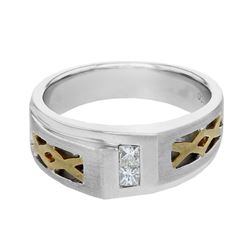 14KT Two Tone Gold  Mens Diamond Ring -# 9822