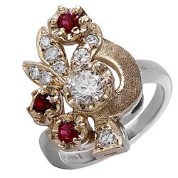 14KT Two Tone Gold Ruby and Diamond Ring -# 6643