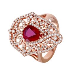 14KT Rose Gold Ruby and Diamond Ring -# 705