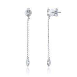 14KT White Gold Diamond Linear Earrings -# 6558