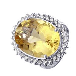 14KT White Gold Citrine and Diamond Ring -# 33