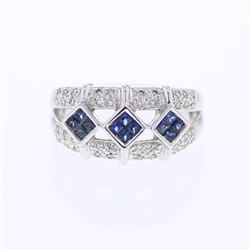14KT White Gold Ladies Diamond and Gemstone Ring -# 8919