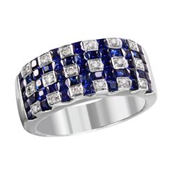 14KT White Gold Sapphire & Diamond Ring -# 2023