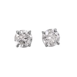 14KT White Gold Diamond Stud Earrings -# 1722