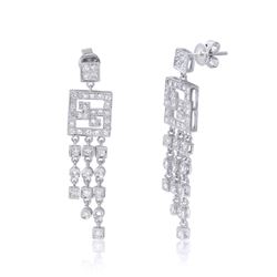 14KT White Gold Diamond Chandelier Earrings -# 6585-1
