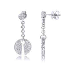 18KT White Gold Diamond Dangle Earrings  -# 6604