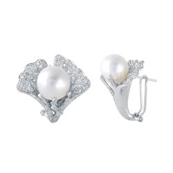 14KT White Gold Pearl Earrings  -# 6536