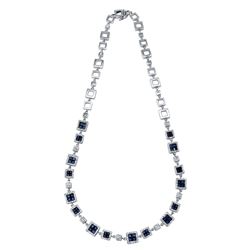 14KT White Gold Sapphire Necklace -# 6442