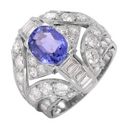 14KT White Gold Tanzanite and Diamond Ring -# 463