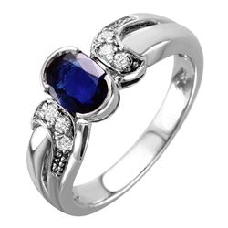 14KT White Gold Sapphire & Diamond RIng -# 2140