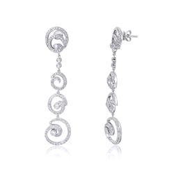 14KT White Gold Diamond Dangle Earrings  -# 6545-1