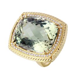 14KT Yellow Gold Amethyst & Diamond Ring -# 913