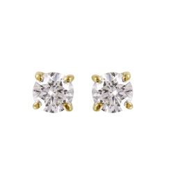 14KT Yellow Gold Diamond Stud Earrings -# 1596