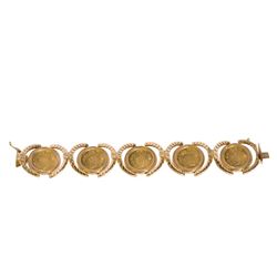 18KT Yellow Gold Saudi "Guinea" Coin Bracelet -# 2323