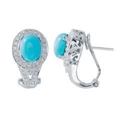 14KT White Gold Ladies Diamond and Gemstone Earrings -# 9537