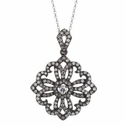 14KT White Gold Gemstone Pendant With Chain -# 6245