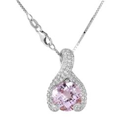 14KT White Gold Amethyst Diamond Necklace -# 293