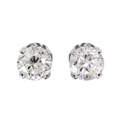 14KT White Gold Diamond Stud Earrings -# 1729
