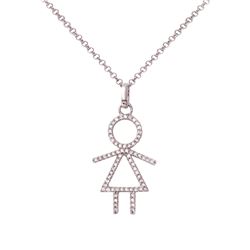 14KT White Gold Ladies Slider with Chain  -# 6811-1