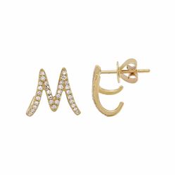 14KT Yellow Gold Diamond Earrings -# 7808