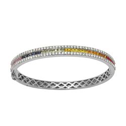 14KT White Gold Rainbow Sapphire Bangle -# 6465