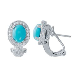 14KT White Gold Ladies Diamond and Gemstone Earrings -# 9317