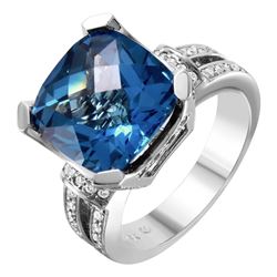 14KT White Gold Topaz & Diamond RIng -# 2141
