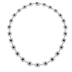 14KT White Gold Sapphire Necklace -# 6434-1