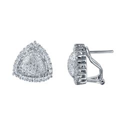 14KT White Gold Diamond Triangle Studs -# 6571-1