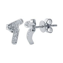 14KT White Gold Initial "T" Diamond Studs -# 6611